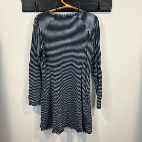 Toad & Co Navy Striped Stretch Knit Comfy Windmere Long Sleeve Dress Size Large - Picture 5 of 6